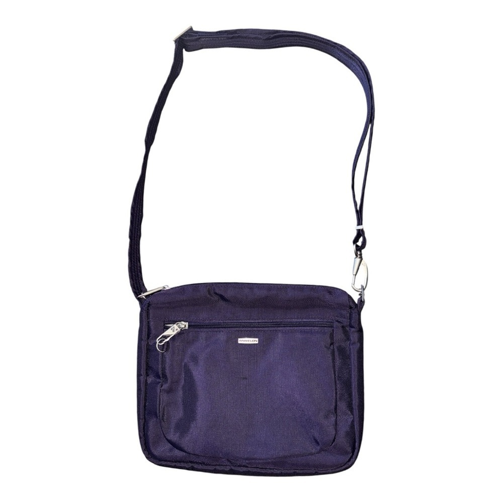 Travel On Purple/Spruce Anti-Theft Classic Small E/W Crossbody Bag - Picture 2 of 4